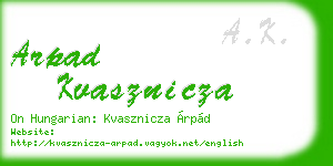 arpad kvasznicza business card